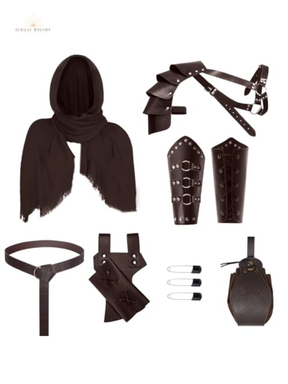 Medieval Knight Costume Accessories Set Faux Leather Canvas 6 Pc Renaissance